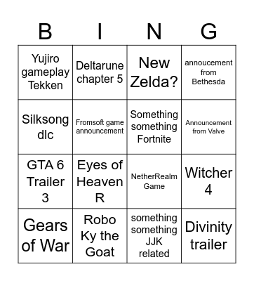 Summer Games Fest Bingo Card