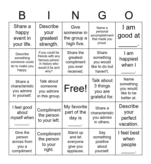 Self Care Bingo Card