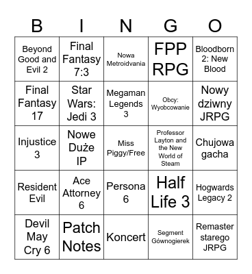 Summer Game Fest 2026 Bingo Card