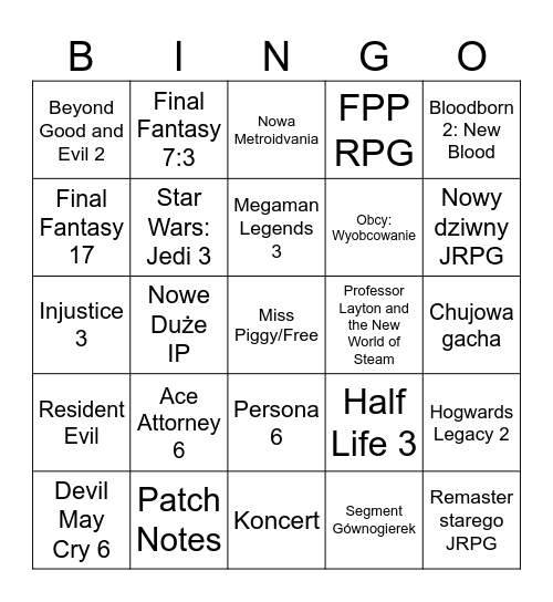 Summer Game Fest 2026 Bingo Card