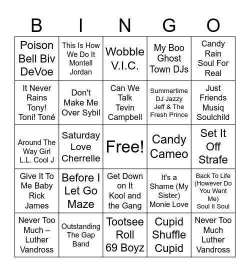 Cookout Classics Bingo Card