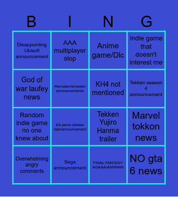 SGF- bingo Card