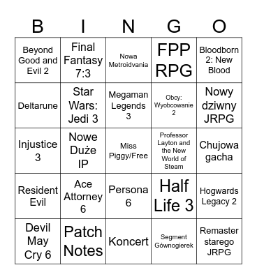 Summer Game Fest 2026 Bingo Card