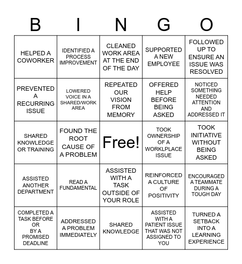 CLINICAL OPS BINGO Card