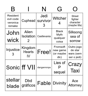 Summer Game Fest Bingo Card