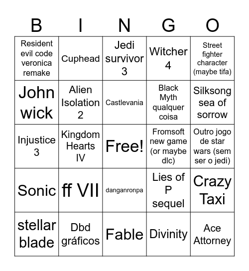 Summer Game Fest Bingo Card