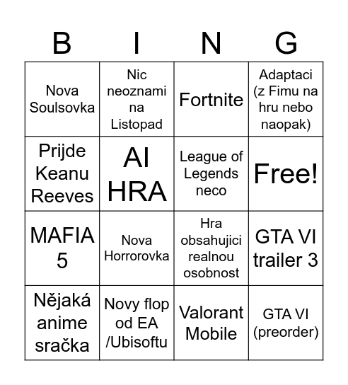 Summer Game Fest 2026 Bingo Card