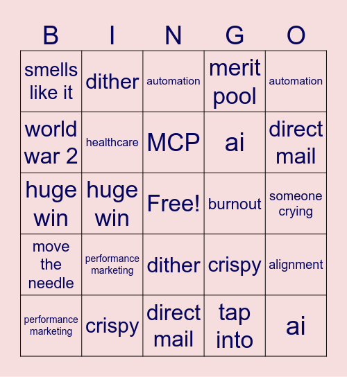 perf marketing town hall bing bango Bingo Card