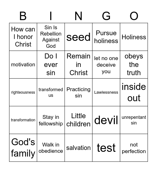 Pastor Bingo Card