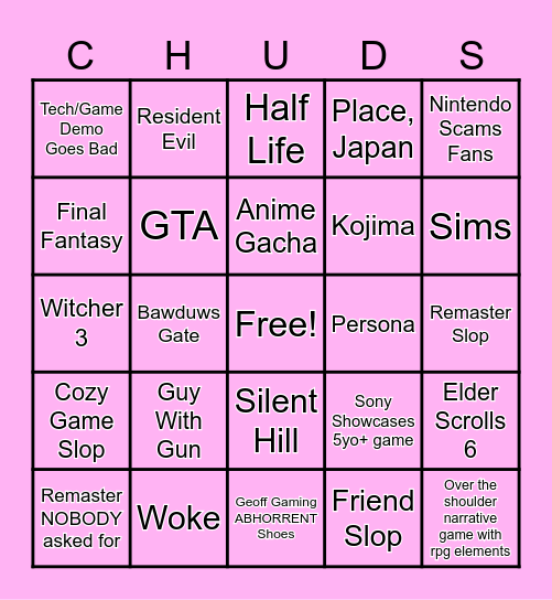 Summer Games Fest Bingo Card
