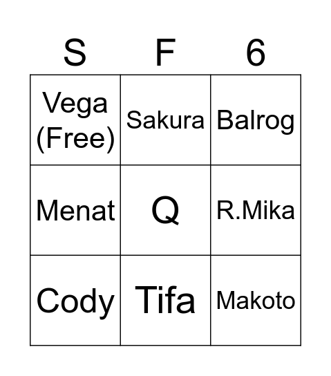 SF6 Year 4 announcement Bingo Card