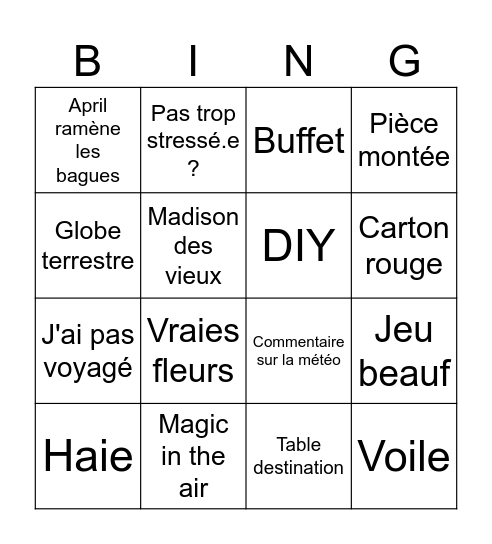 Mariage J&J Bingo Card