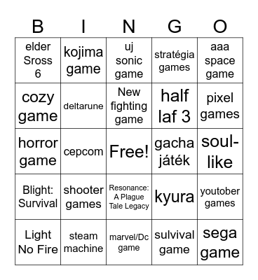 Á Bingo Card