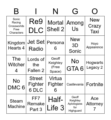 SGF Live Bingo Card