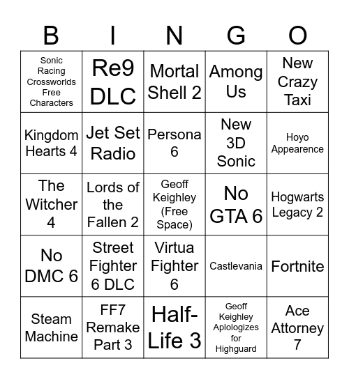 SGF Live Bingo Card