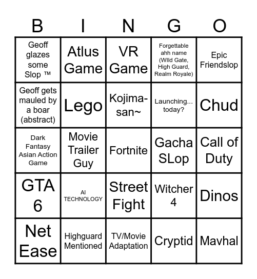 SGF 2026 Bingo Card