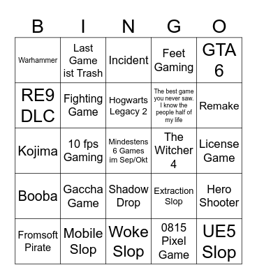 Summer Games Fest Bingo Card