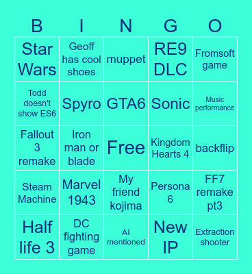 Summer game fest 2026 Bingo Card