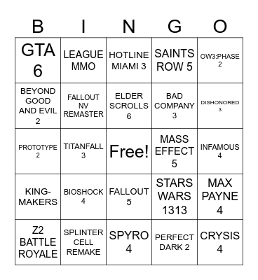 Summer Games Fest Presents: NEVER EVA HAPPENING BINGO Card