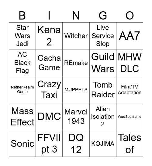 SGF 2026 Bingo Card