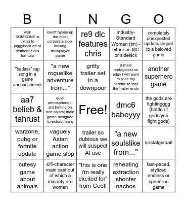 SGS bingo sheet Bingo Card
