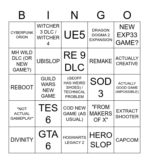 SUMMER GAME FEST 2026 Bingo Card