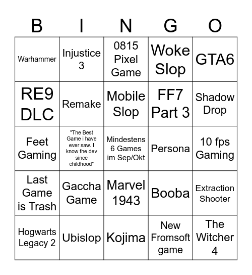 Summer Games Fest 2026 Bingo Card
