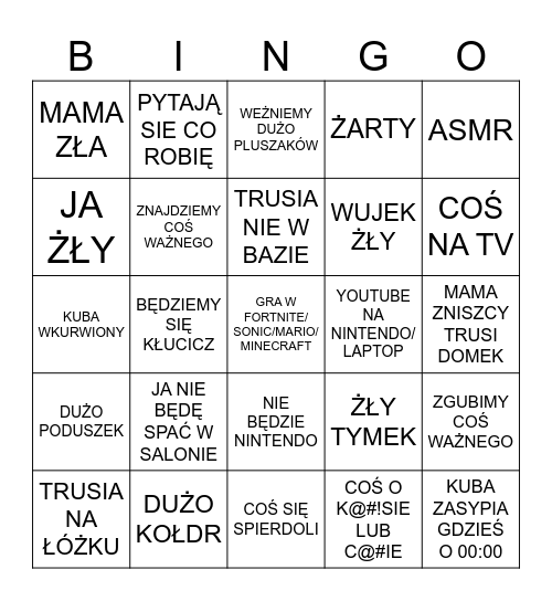 Dom Bingo Card