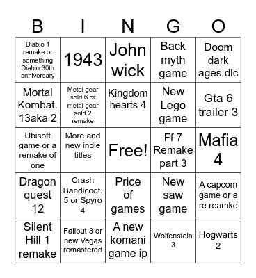 Summer games fest 2026 Bingo Card