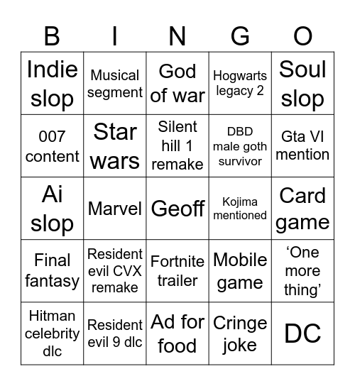 Untitled Bingo Card