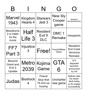 Summer Games Fest Bingo Card