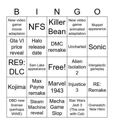 Summer Game Fest Bingo Card