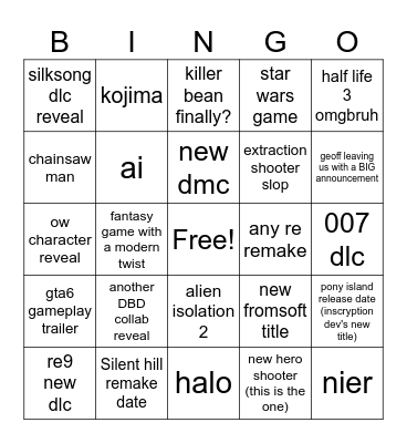 sgf 2026 Bingo Card