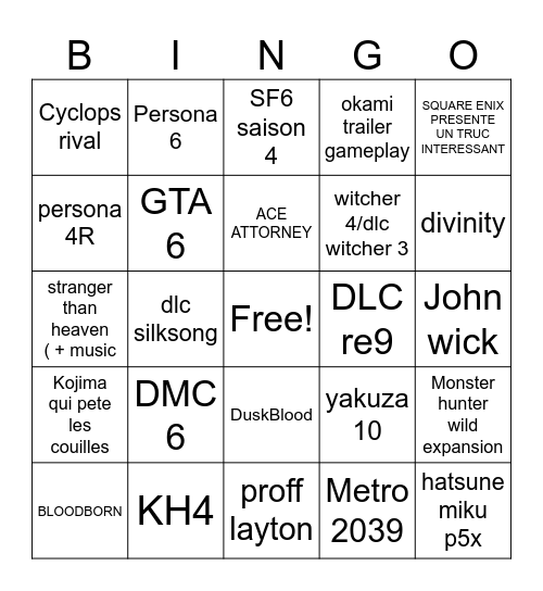 state of play Bingo Card