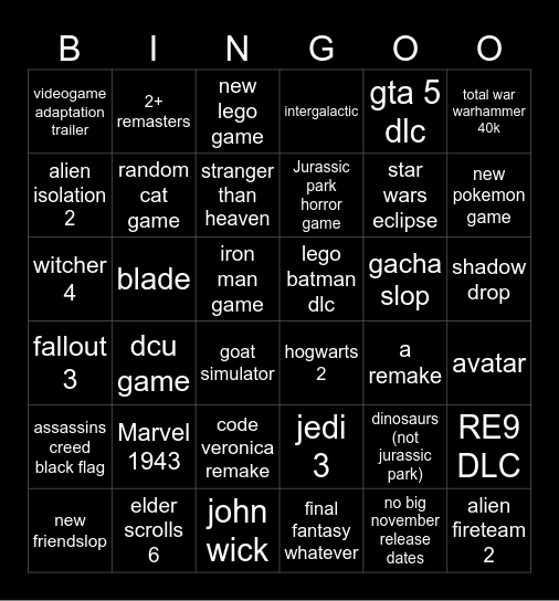 Summer Gamer Fest Bingo Card