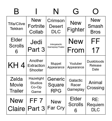 SGF Bingo Card