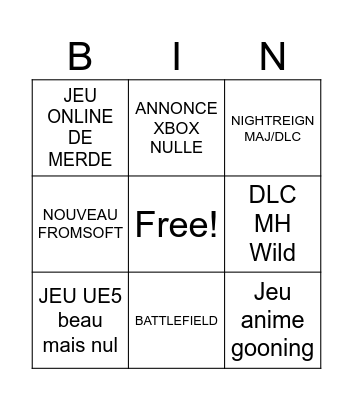 Game Fest Festival BINGO Card