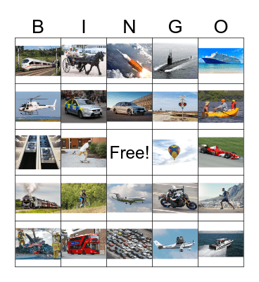 Transportation Sounds Bingo Card