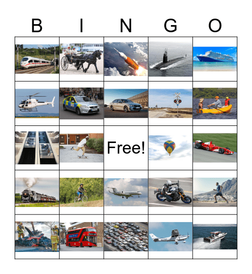Transportation Sounds Bingo Card