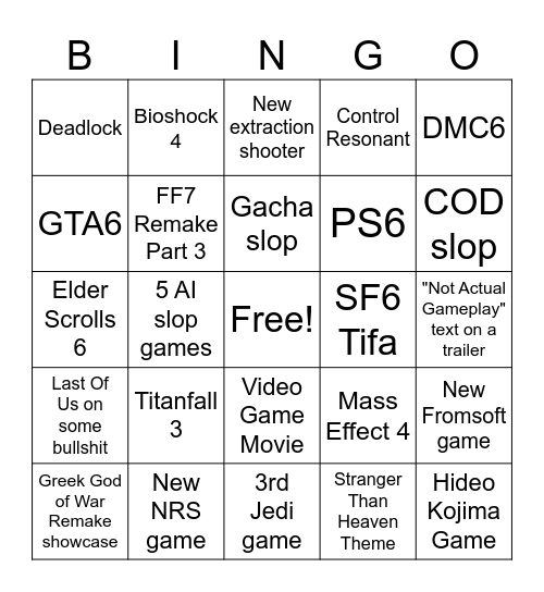 SGF 2026 Bingo Card