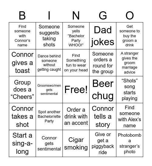Bachelor Bingo Card