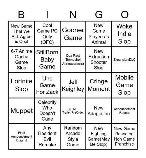 Summer Games Fest 2026 Bingo Card