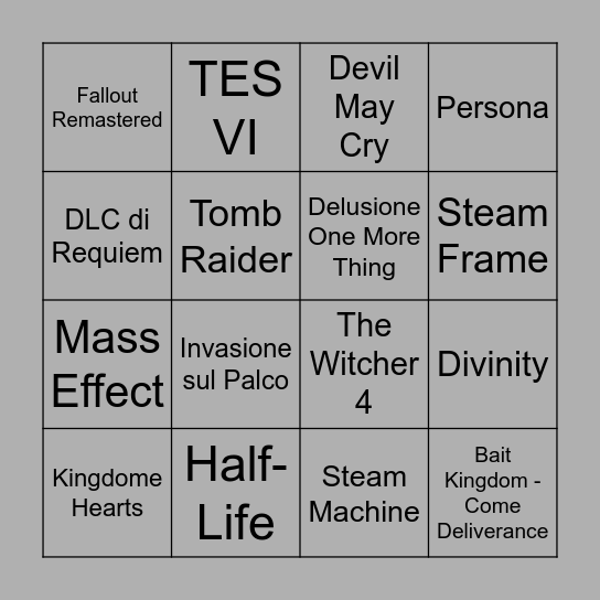 Summer Game Fest 2026 Bingo Card