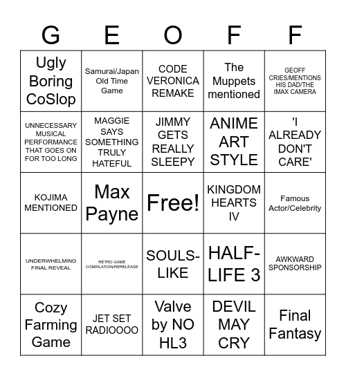 SUMMER GAMES FEST BAYBEE Bingo Card