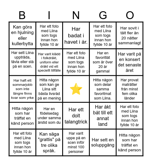 Mingel bingo!! Bingo Card