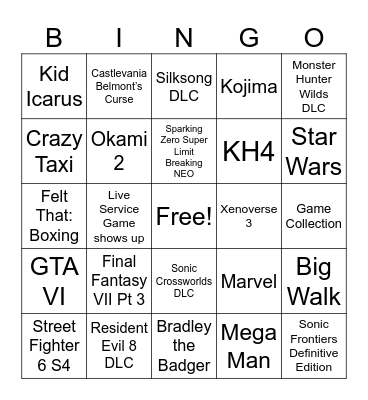 Summer Games Fest 2026 Bingo Card