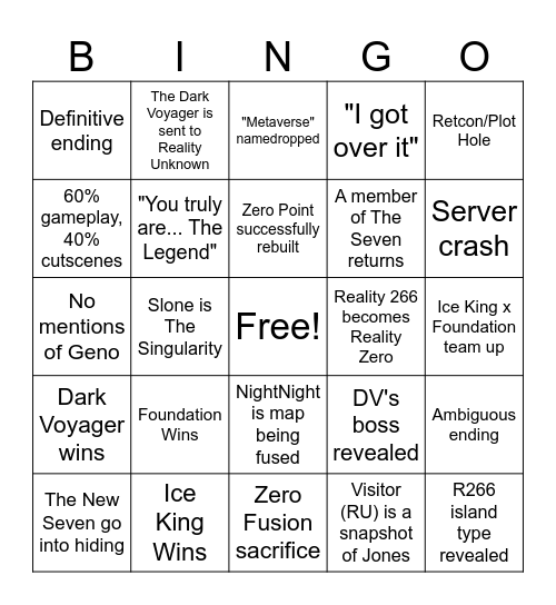 Shattered Bingo Card