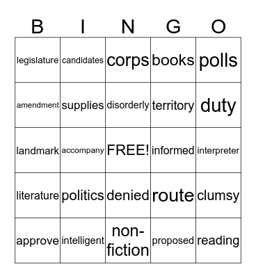 Book Bingo Card