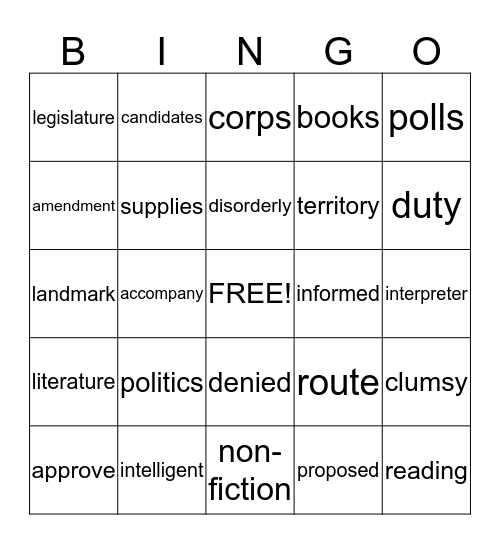 Book Bingo Card