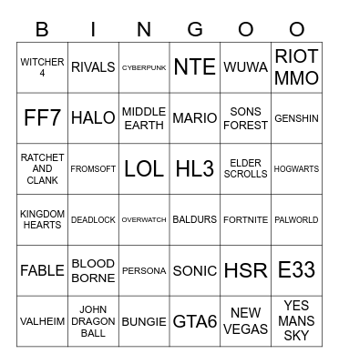 SGF Bingo Card
